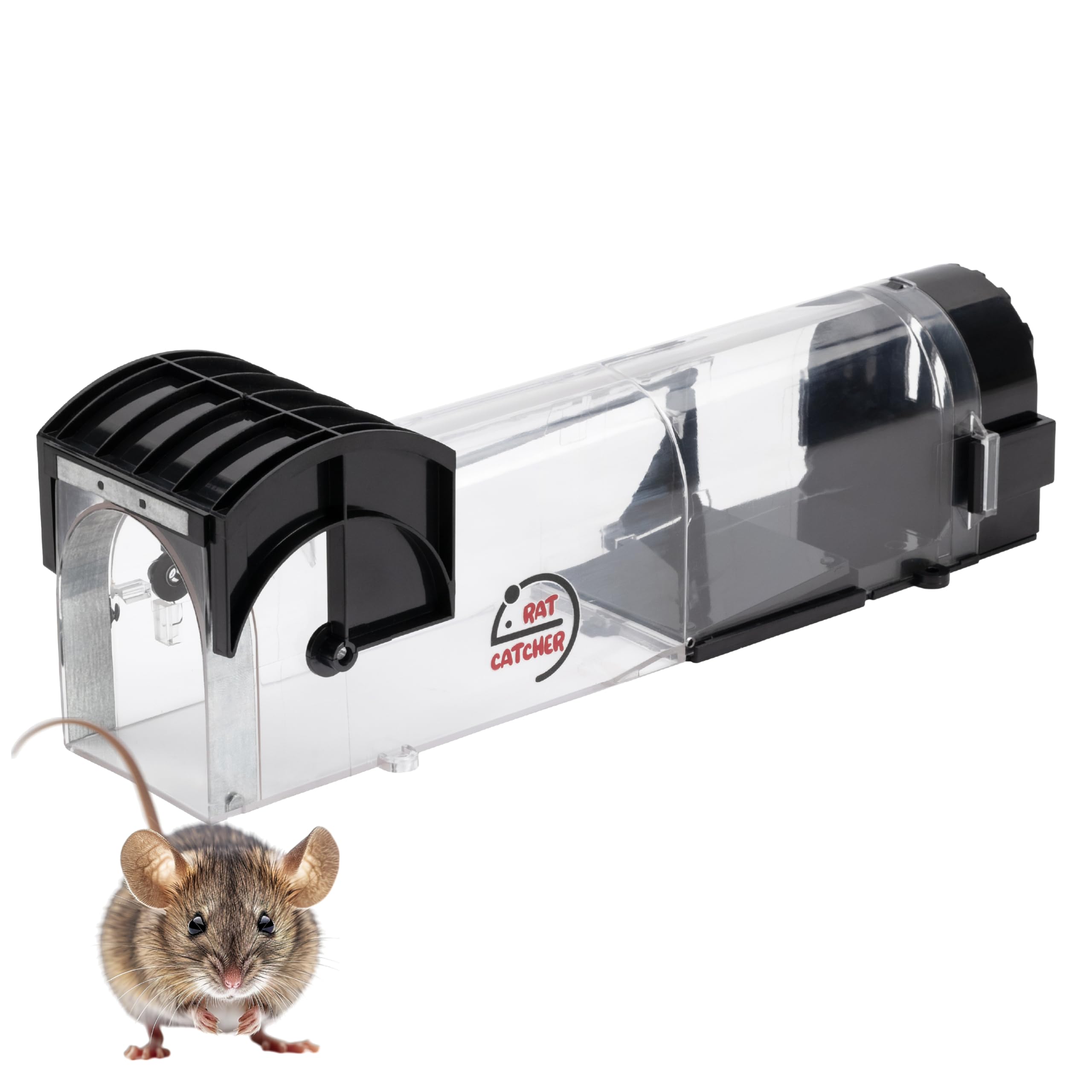 Rat Catcher - Trappola Per topi, Trappole Topi Compatta, Riutilizzabile Con Fori, No Veleni, No Letale, Nero/Trasparente