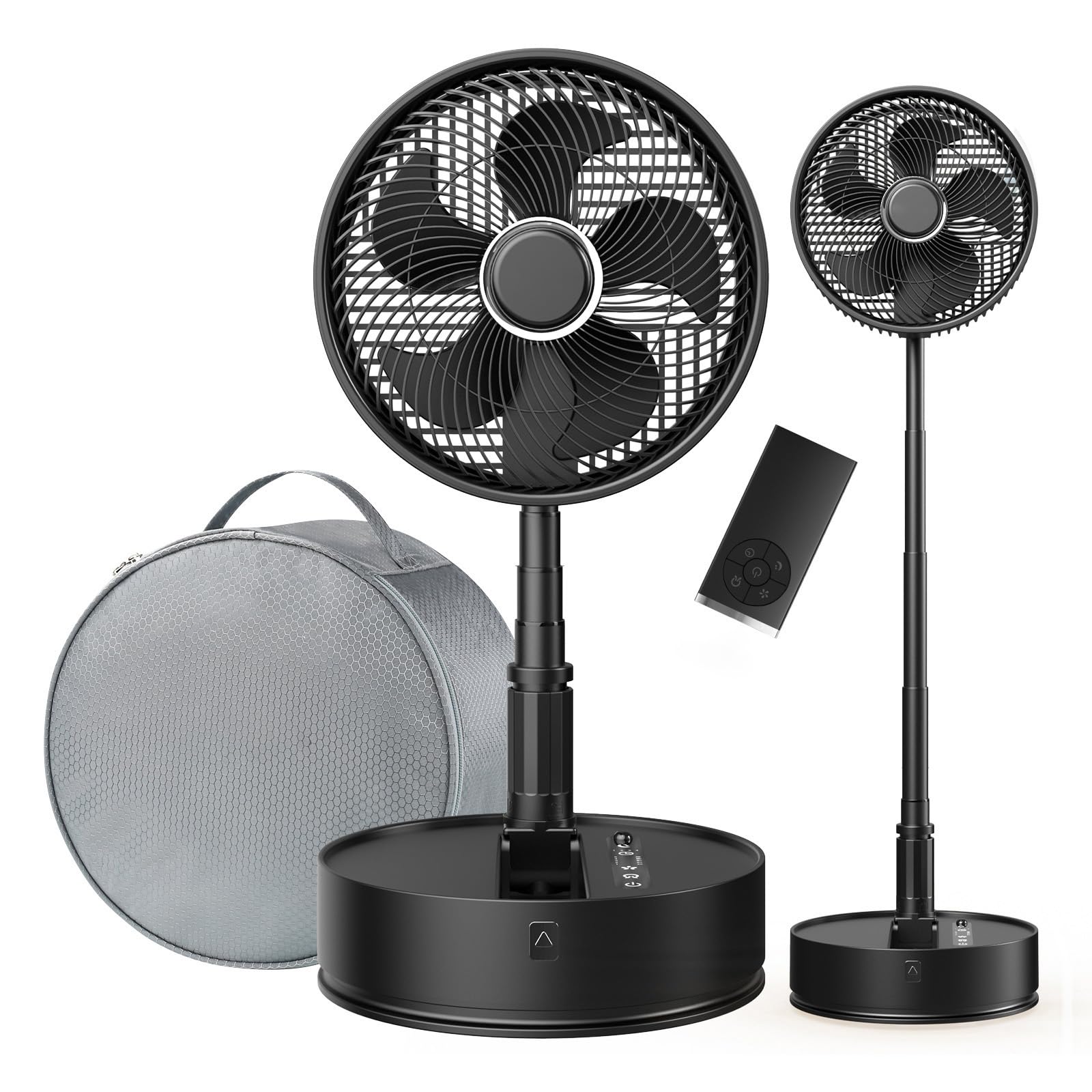 Marchpower Ventilatore a Piantana con Telecomando, Altezza Regolabile Pieghevole Ventilatore Portatile Silenzioso con Timer e Regolazione a 5 Velocità, 7200mAh Ventilatore da Tavolo Ruota e Rimuove