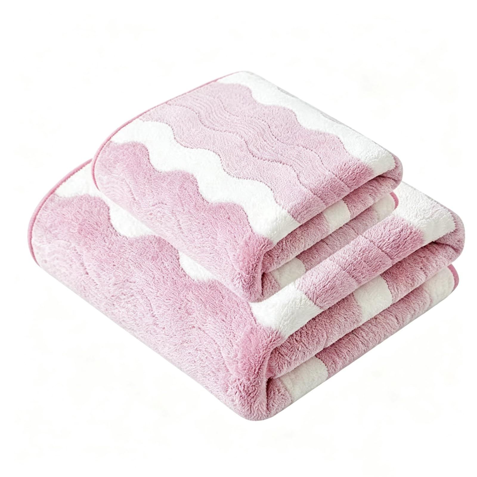 Mfwamcafk Pink Coral Fleece Towel Set, Absorbent Quick Dry Face & Bath Towels