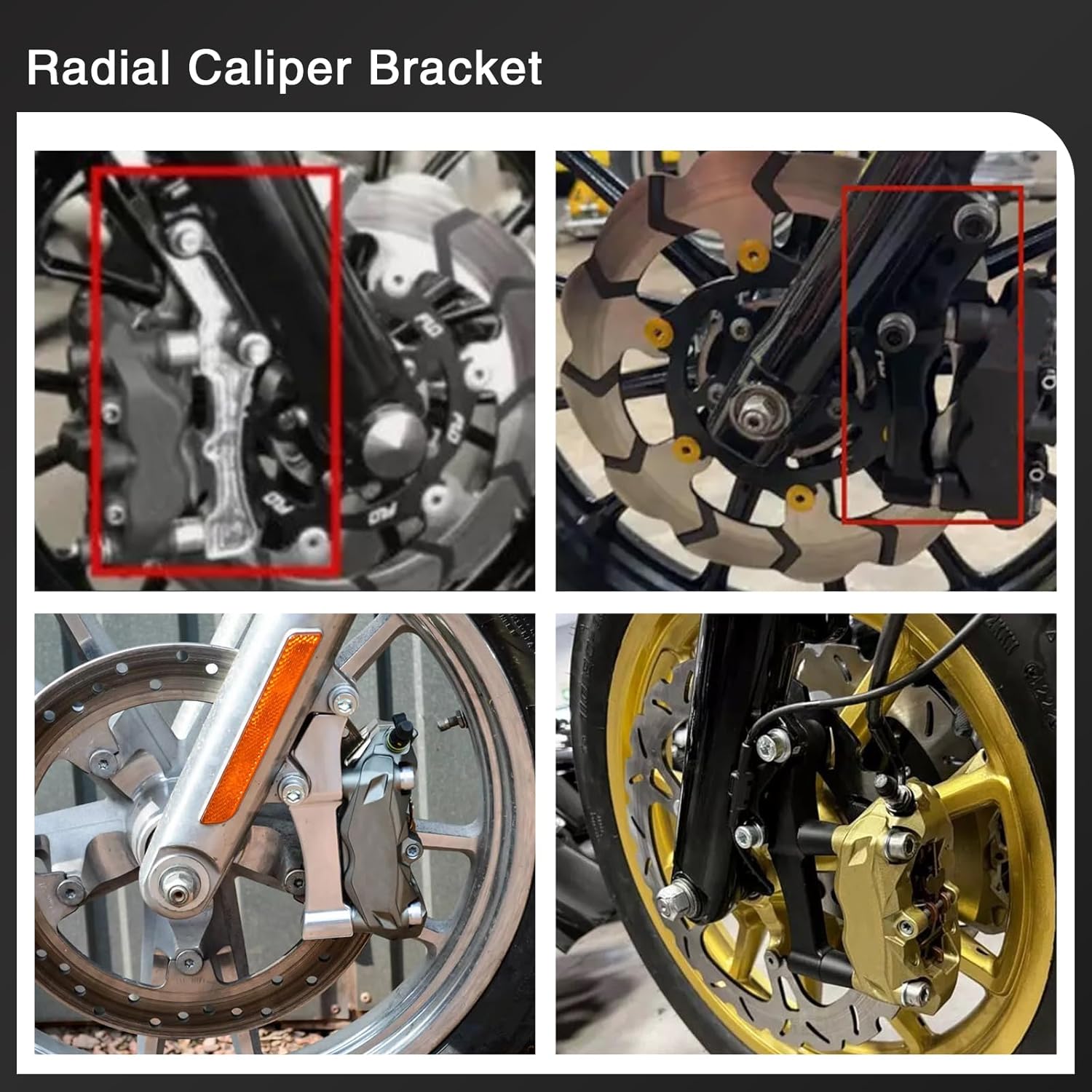 Front Brake Caliper Radial Mount Bracket for Harley 1984-1999 Touring Dyna Softail Sportster FXR 11.5 and 11.8 Rotors (Black)