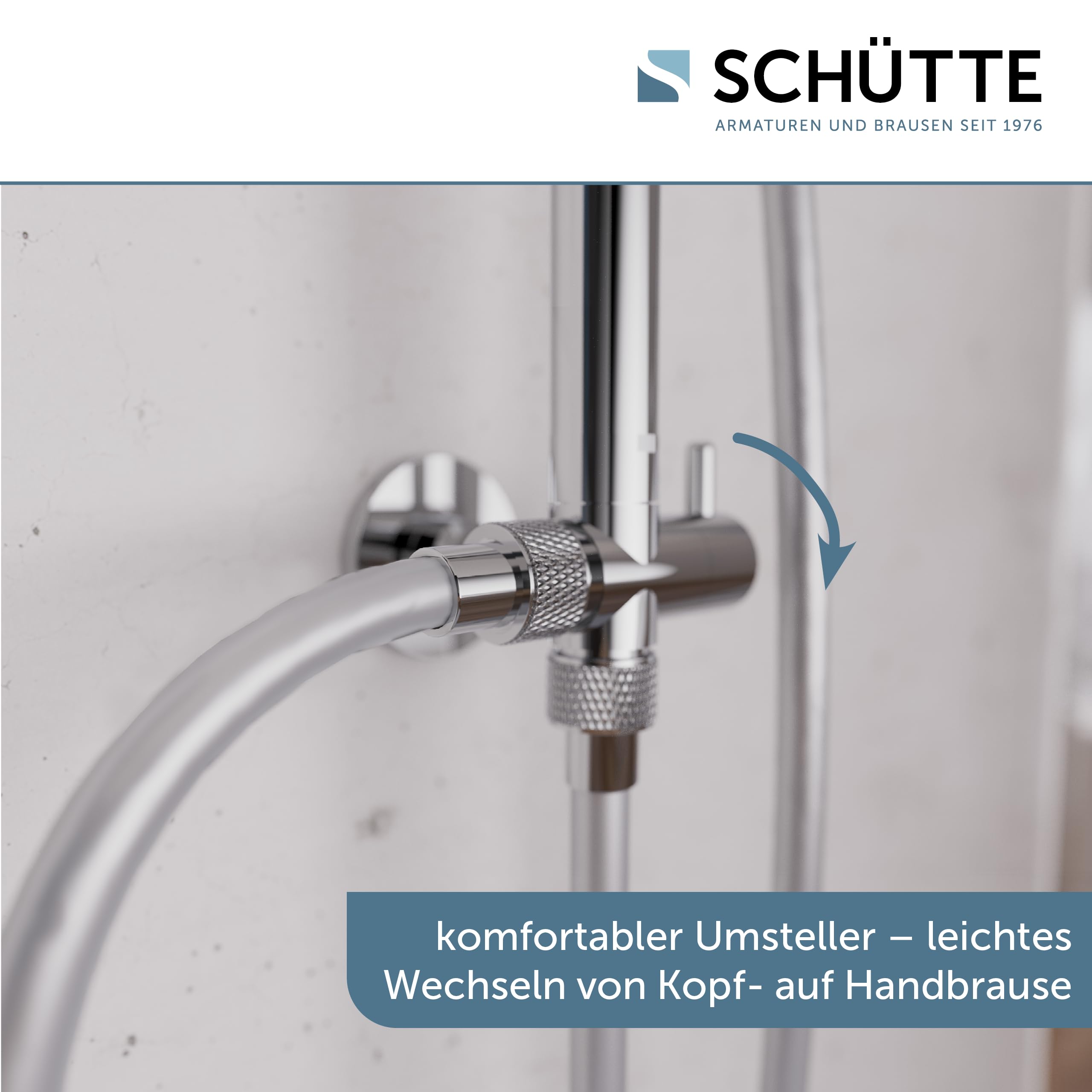 Schütte Duschset MADEIRA Duschsäule mit großer verstellbarer Regendusche, Handbrause mit 3 Strahlarten, Duschsystem ohne Armatur, Chrom
