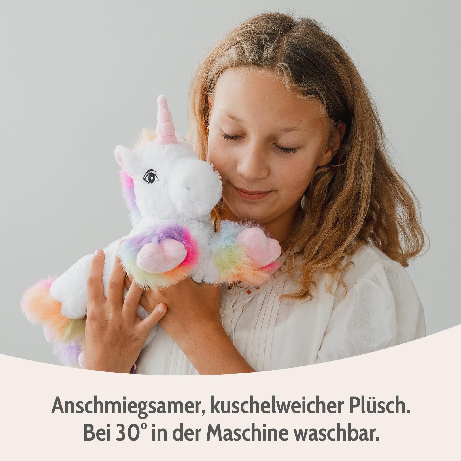 Habibi Plush Premium Unicorno, Rainbow, Cuscino termico removibile