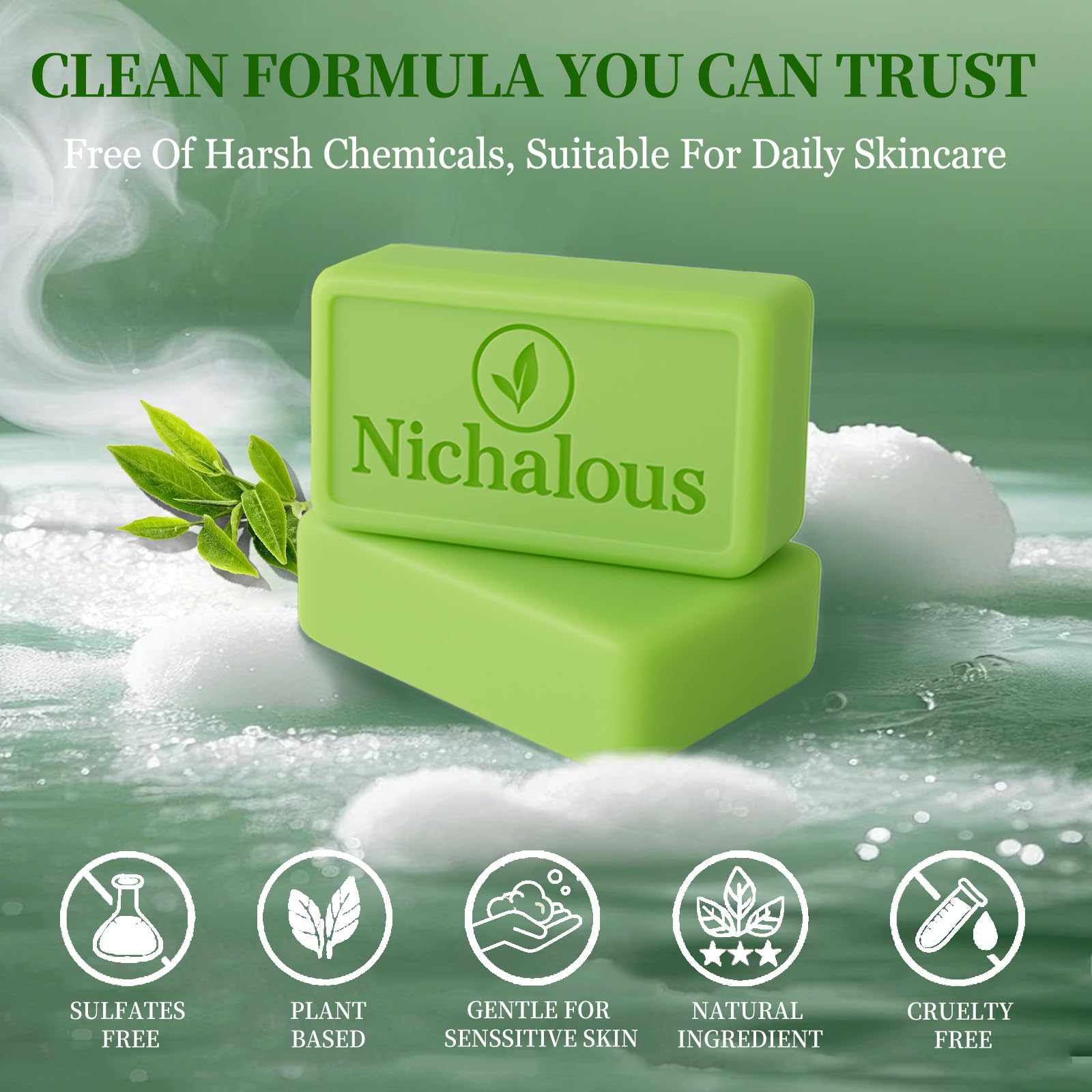 3PCS Tea Tree Soap Bars with Coconut Oil for Face & Body
