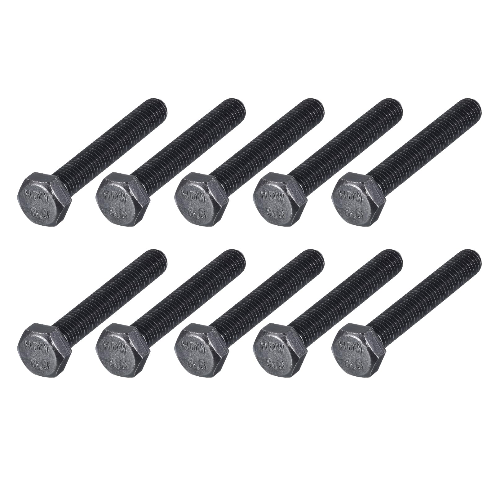 METALLIXITY Hex Bolts (M8-1.25x55mm) 10Pcs, 8.8 Grade Carbon Steel Fully Threaded Black Oxide