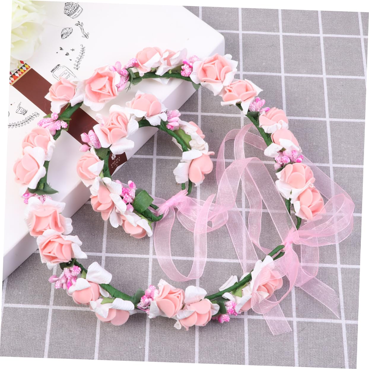 Girls accessories 6 sztuk ślubnego nakrycia głowy i bransoletki Girlanda do włosów i kwiatowa bransoletka Wianek i pętla na rękę Różowa Birthday Gift