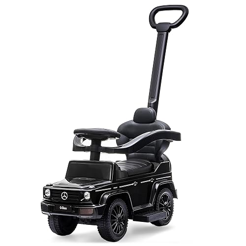 Best Ride On Cars 3 In 1 Mercedes G-Wagon Push Car for Toddlers 1 to 3 Years Old, Kids Outdoor Stroller with Music, Horn Sounds, and Handle, Realistic Driving Experience, Black