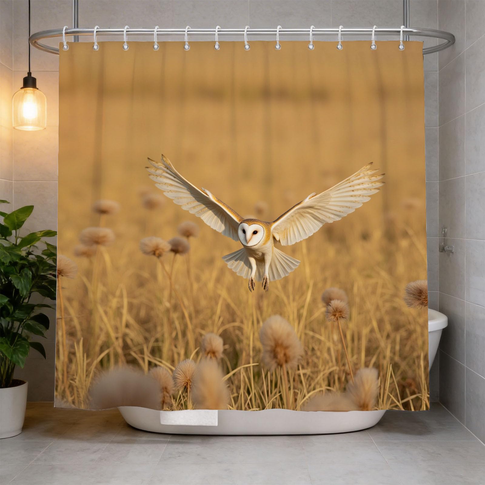 Hongduo 3D Owl Shower Curtain for Stalls Bathtubs Wild Animals Bathroom Decor Shower Curtain Set Polyester Fabric Waterproof 200x200cm/79X79 Inch with Hooks