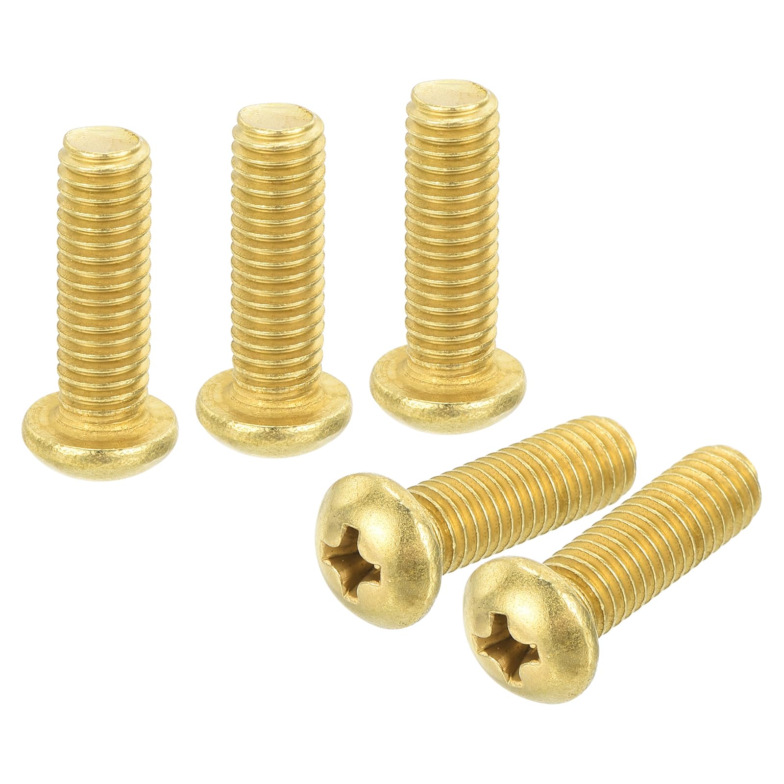 uxcell 36Pcs Brass Machine Screws, M5x16mm Phillips Pan Head Fastener Machinery Bolts, Pan Head Fastener Bolts for Furniture, Office Equipment,
