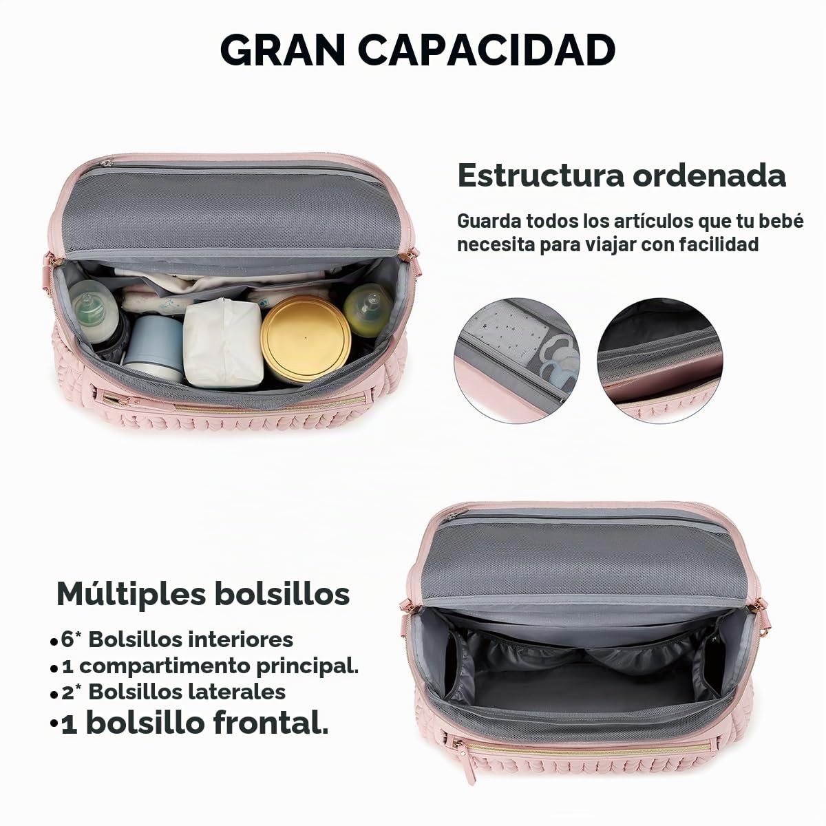SONARIN Convertible Mochila de Pañales para Bebé,Gran Capacidad Impermeable Bolsa de Pañales Bolso Cambiador Bolsa de Viaje para Pañales con Cambiador & Correa de Hombro(Rosa)