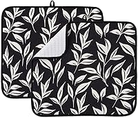 Vista 12 de Paquete de 2 tapetes de secado de platos para encimera de cocina, absorbentes, tapetes escurridor de platos de microfibra, almohadilla de secado
