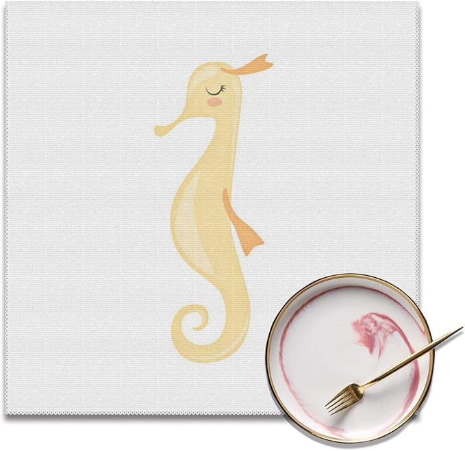 Amazon ランチョンマット テーブルマット 子供用 キッズ ベビー 可愛い かわいいタツノオトシゴかわいい海の生き物キャラクター 耐える 断熱 滑り止め 摩擦 お手入れ簡単 保育園 幼稚園 学校 家庭用 4枚 ランチョンマット オンライン通販