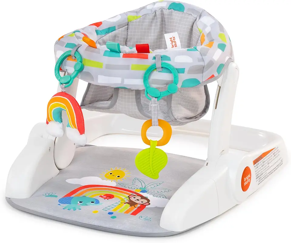 Bright Starts Learn-to-Sit Baby Floor Seat, 2-Positions Grow with Infant, Portable Baby Chair, Includes Sensory Toys, Unisex, 4-12 Months, Playful Paradise