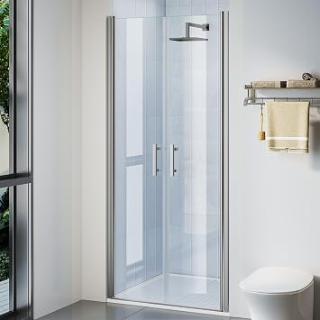 Findepot 34" W 72" H Frameless Pivot Shower Door, Pivot Swing Shower Glass Doors, 1/4"6mm SGCC Clear Tempered Glass Shower Door, Brushed Nickel