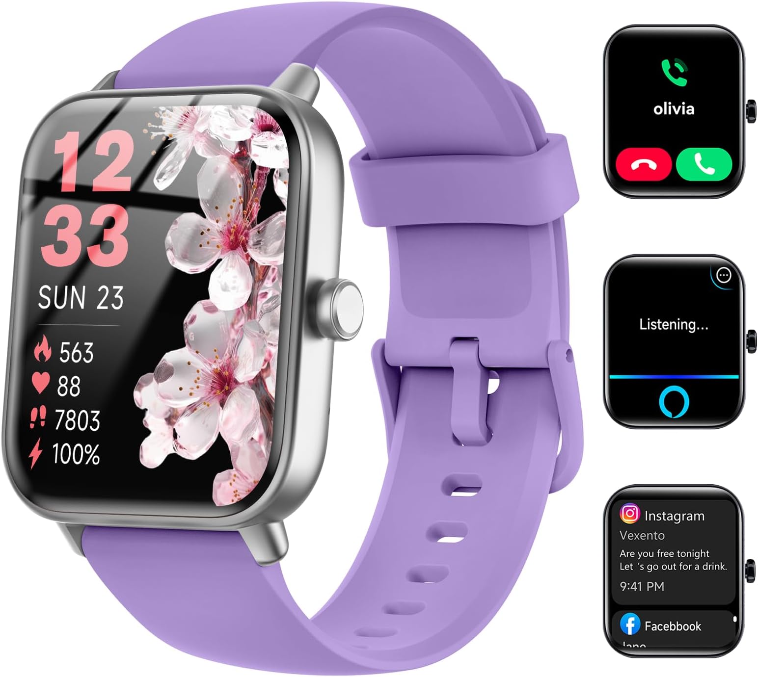 Quican Smart Watches for Women, Compatible for iPhone and Android Phones