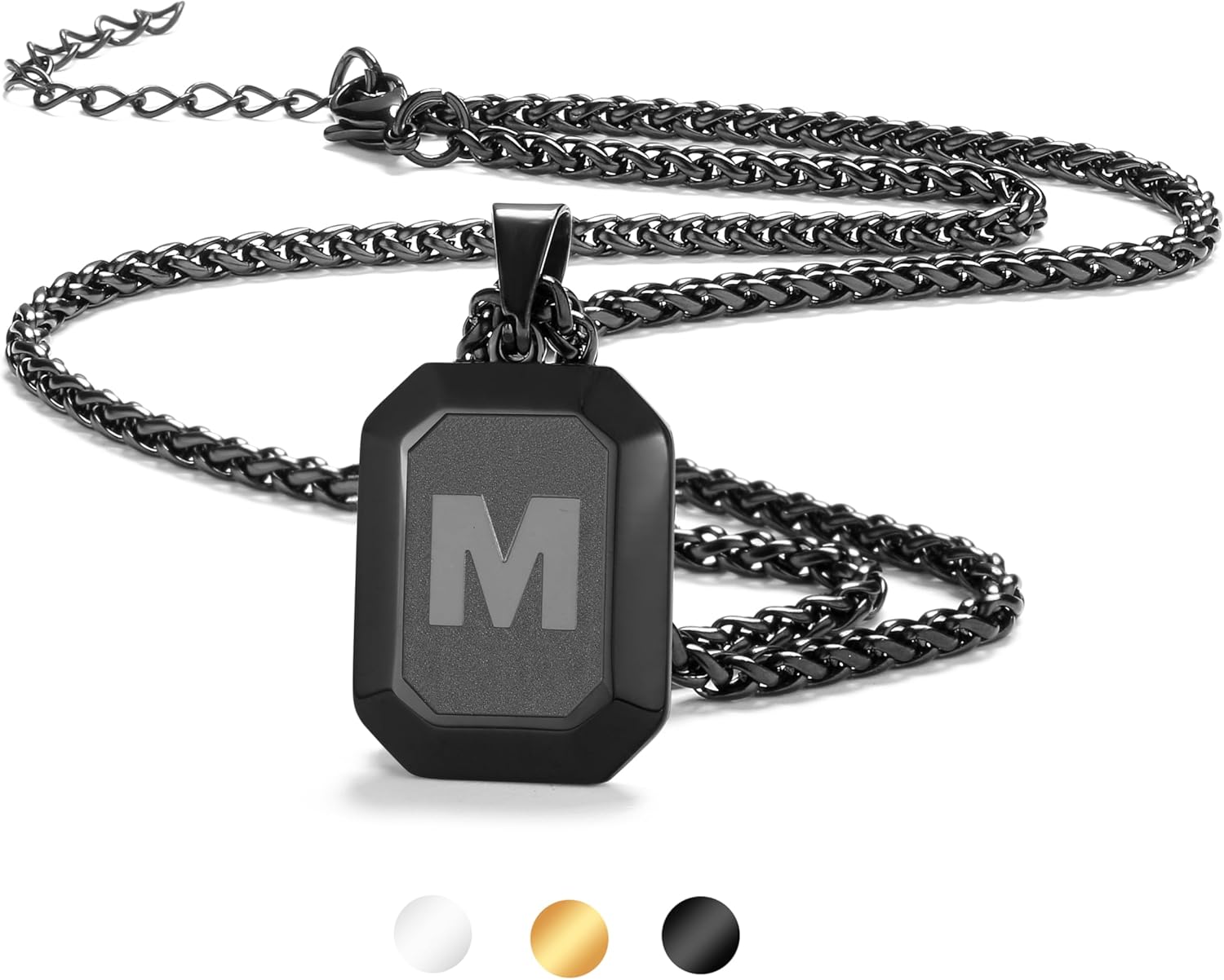 Bellino Easter Basket Stuffers - Initial A-Z Letter Necklace for Men Boys Kids Teen, Stainless Steel American Flag Dog Tag Pendent Chain Jewelry Christmas Gifts for Men Kids Teens - 24Inches