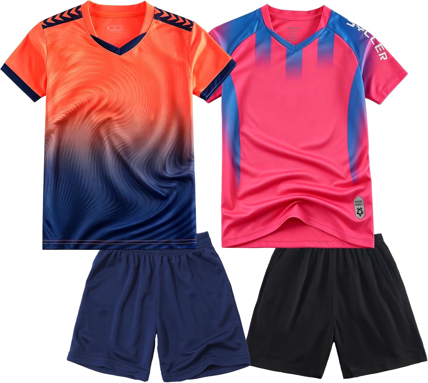 Boys Girls 2-Pack Soccer Jersey & Shorts Set Breathable Sports Training Uniforms