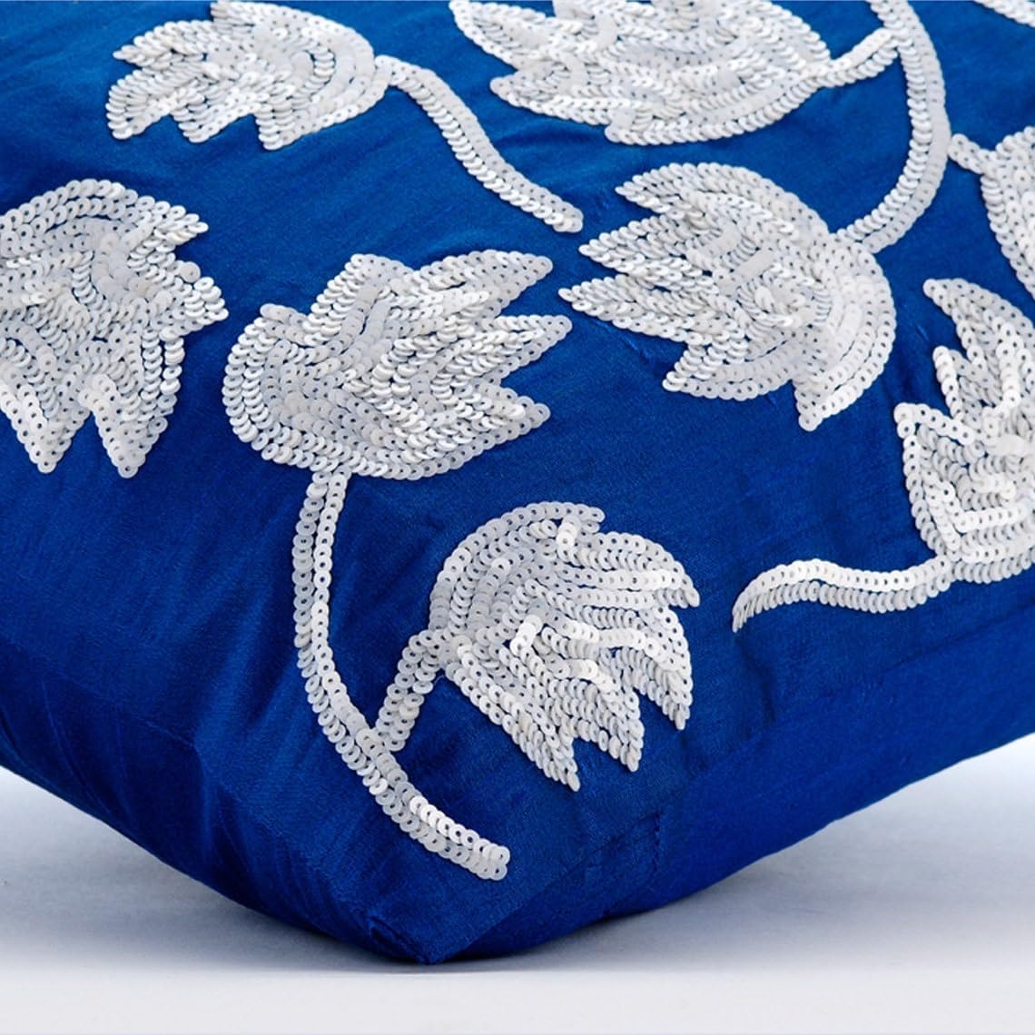 The HomeCentric Pillow Cover, Royal Blue Throw Pillow Cover, Sequins Tulip Flower Throw Pillow Cover, 20x20 inch (50x50 cm) Pillow Case, Floral Art Deco Pillow Cover, Square Silk - Tulipomania
