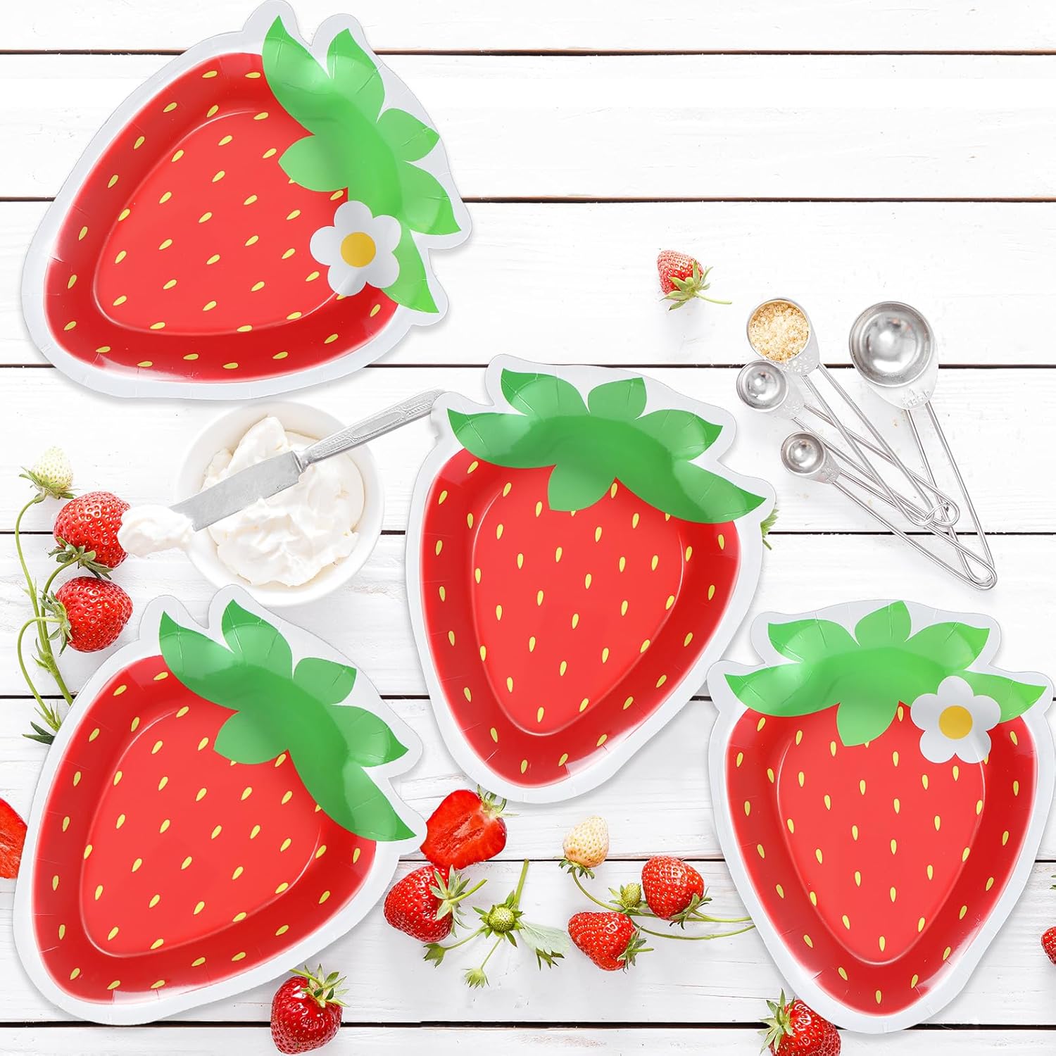 50 Count Strawberry Party Paper Plates Strawberry Theme Shortcake Dessert Cake Disposable Plates for Birthday Parties, Weddings, Baby Showers Decorations Supplies - Image 6