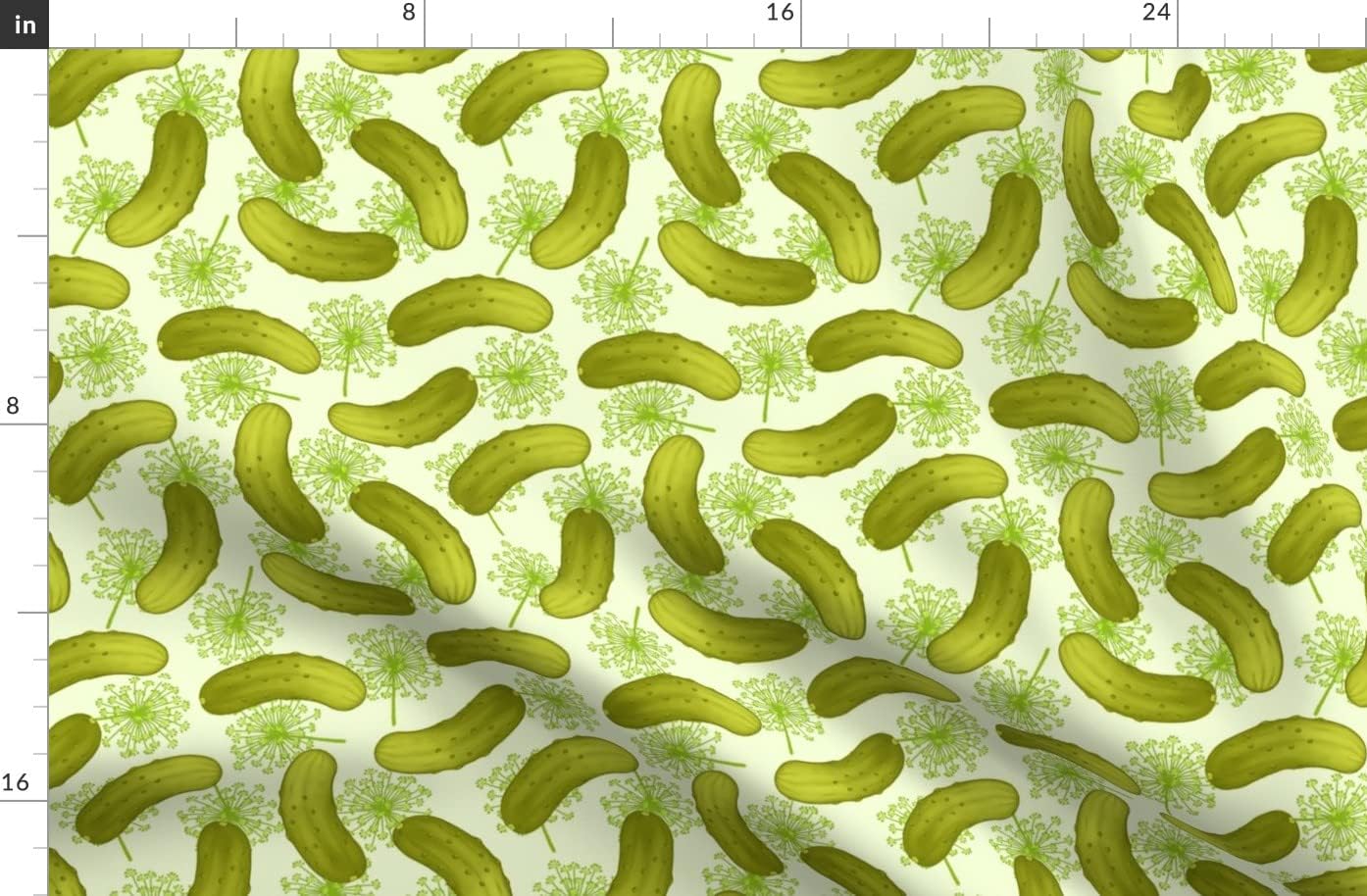 Spoonflower Fabric - Pickles Pickle Green Pickled Cucumbers Herb Printed on Polartec(R) Fleece Fabric by The Yard - Sewing Blankets Loungewear and No-Sew Projects