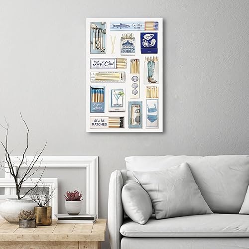 Miniatura 2 de Pósteres de arte retro de Matchbox Funky Blue Beachy Wall Art Cute Coastal Cowgirl Decoración de la habitación Preppy Verano Impresiones en lienzo