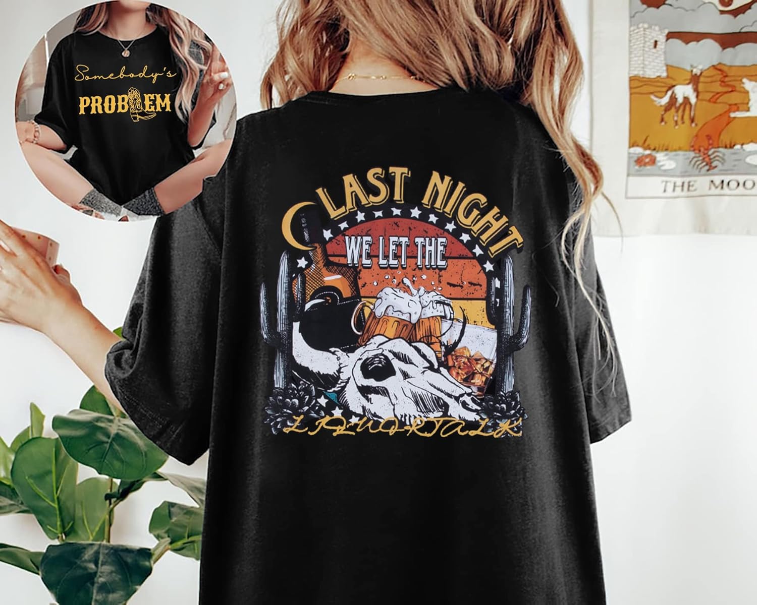 Steer Skull Western Shirts for Women Concert Outfits Oversized Tees Country Music Tshirt Vintage Graphic Tees - Image 3