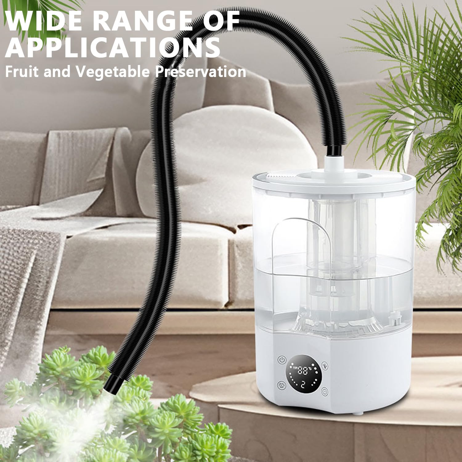 Reptilie Umidificatore per Terrario 4 L, Umidificatore per Rettili, Macchina per Nebbia, Tubo estensibile, Ultra Silenzioso, per Rettili, Anfibi, Piante Umide