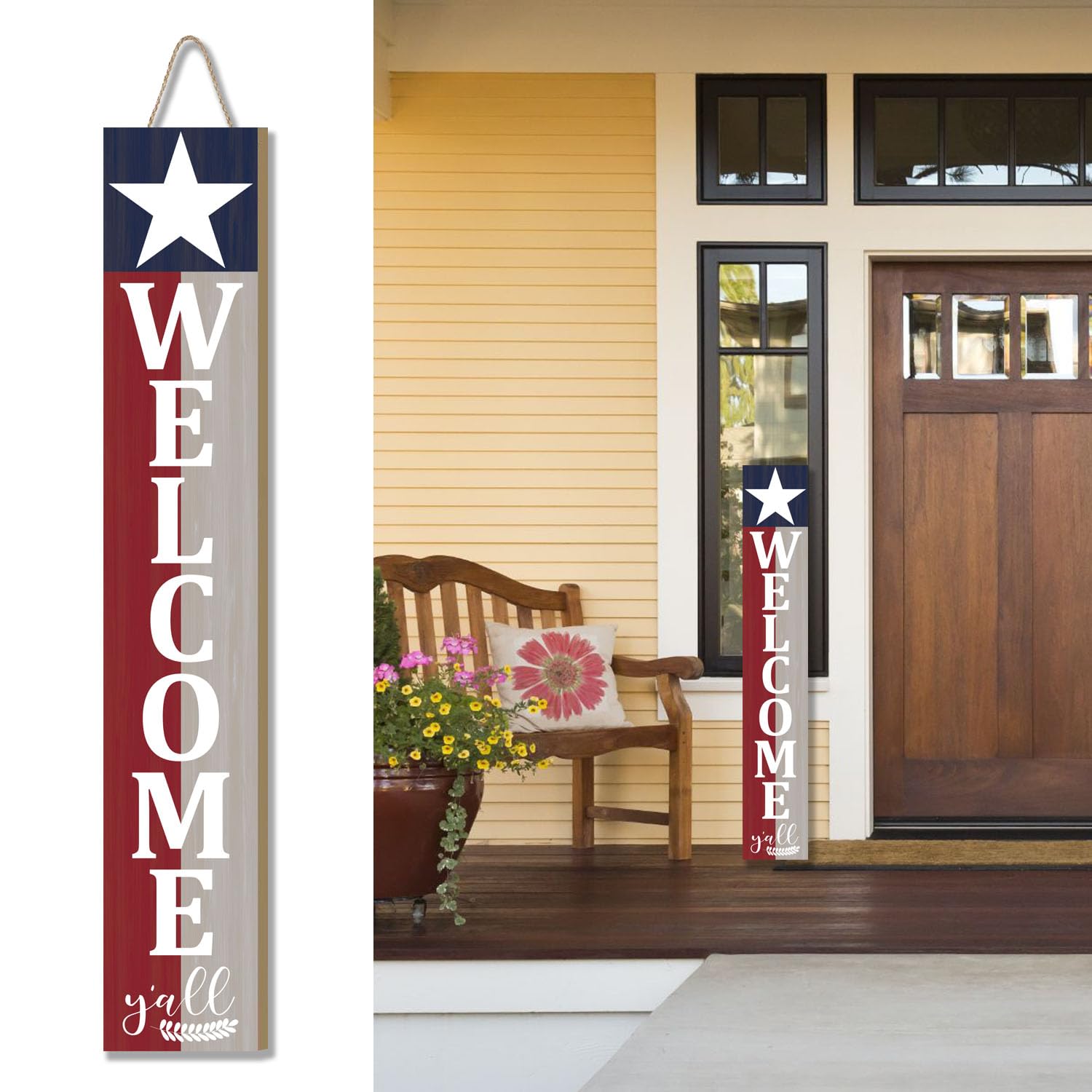 Amazon.com : Eiojdriil Welcome Y'all Vertical Wooden Porch Sign