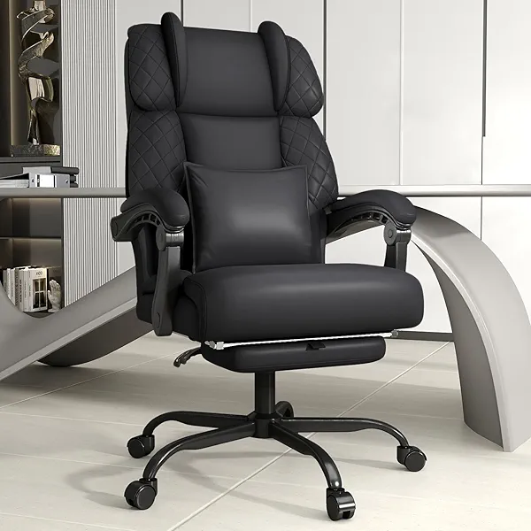 Ergonomic Office Chair with Footrest,High Back Executive Home Office Desk Chair Computer Desk Chair Swivel Work Chairs Ergonomic Leather Office Chairs for Home Office Work