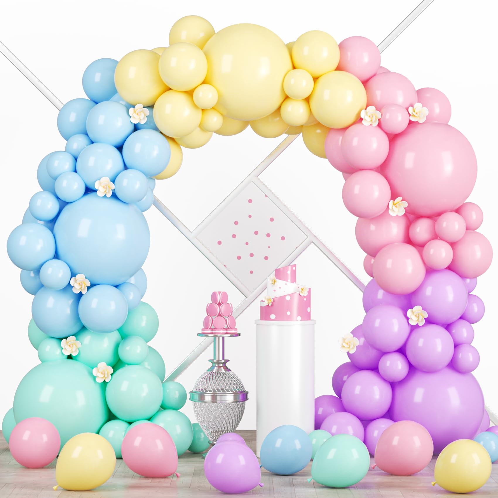 Voircoloria 95pcs Pastel Balloons Garland Arch Kit, 18 12 10 5 Inch
