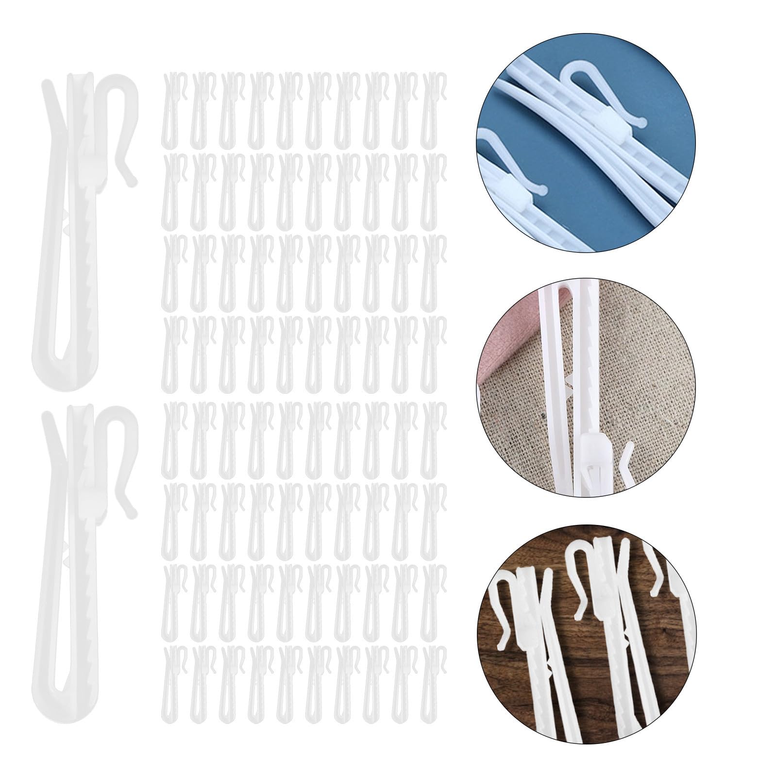 Ganci per Tende Design Semplice e Compatto in Plastica Bianca 100 Pezzi Angoli Arrotondati Accessori per Tende Interne Regolabili