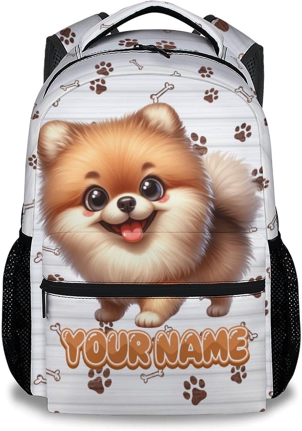 Bookbag for Girls - Personalized Kids Backpacks with Pomeranian - Custom Dog Bookbag for Boys Toddler - Back to School Gifts - School Bag for Kindergarten/Preschool/Elementary(17 Inch)
