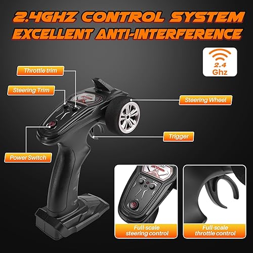 Miniatura 6 de SIMREX Coche RC Hobby a escala 116, camión RC 4WD de alta velocidad de 36 KPH, auto de control remoto de 2.4 GHz, vehículo eléctrico todo terreno,