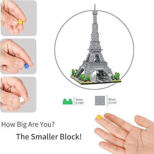 Miniatura 6 de Juego de bloques de construcción 3585 piezas de arquitectura Torre Eiffel Modelo de construcción Modelo de Arquitectura de fama mundial Micro