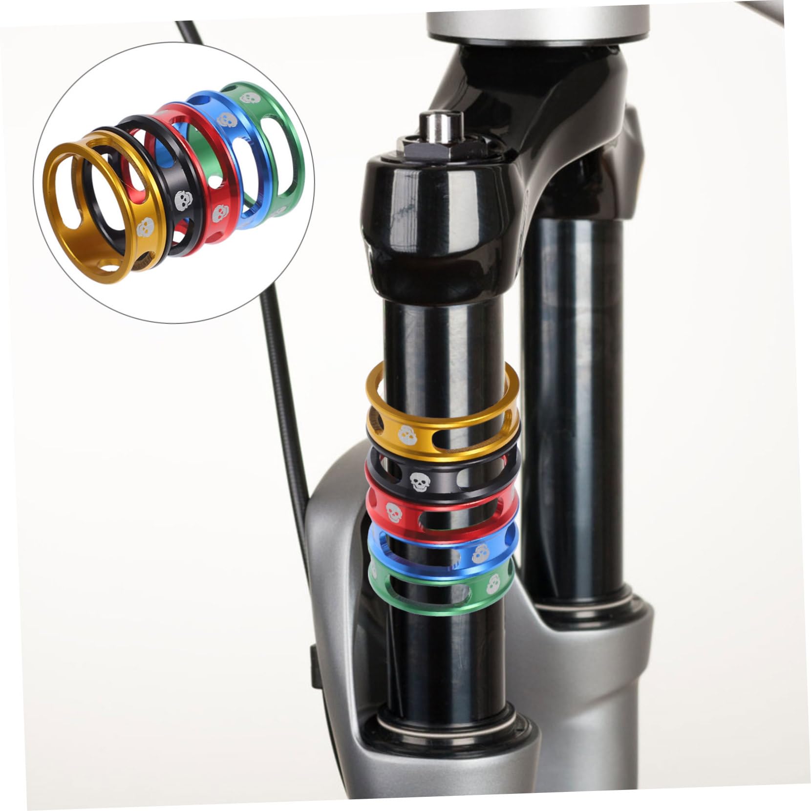 POPETPOP 10pcs Aluminum Washer for Hollow Handlebar Gaskets for Height Lightweight Spacers Black