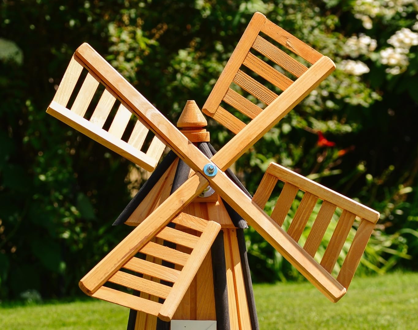 Grand moulin à vent décoratif en bois enduit avec roulements à billes