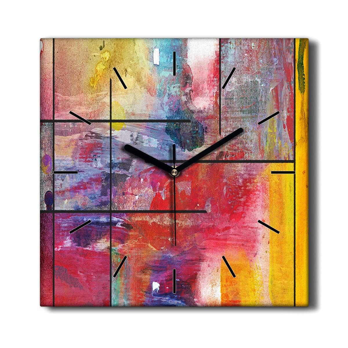 Horloge sur Toile silencieuse 30x30cm pour salon contemporain