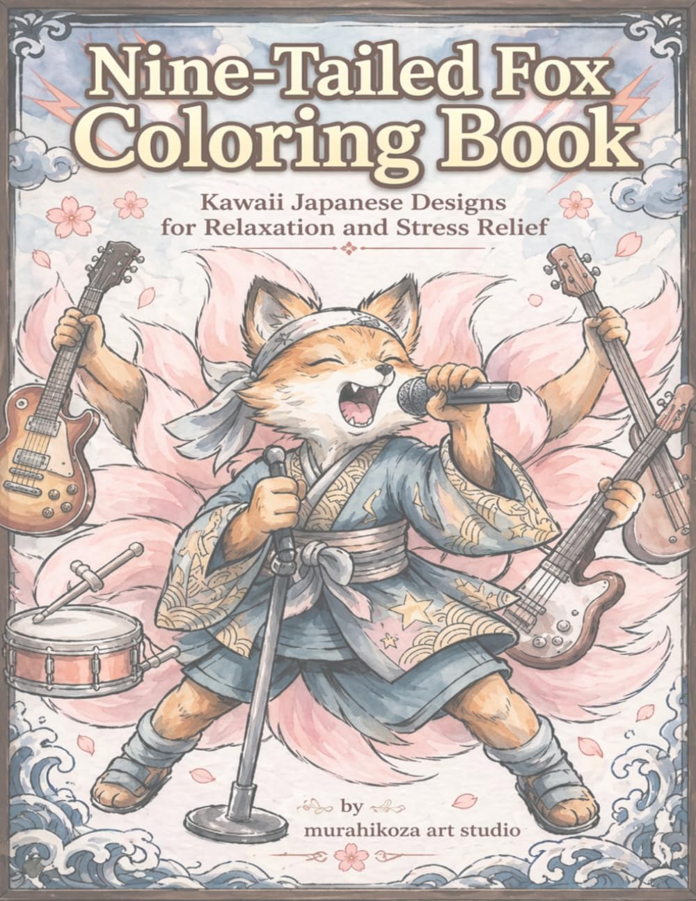 Nine-Tailed Fox Coloring Book: Kawaii Japanese Designs for Relaxation and Stress Relief