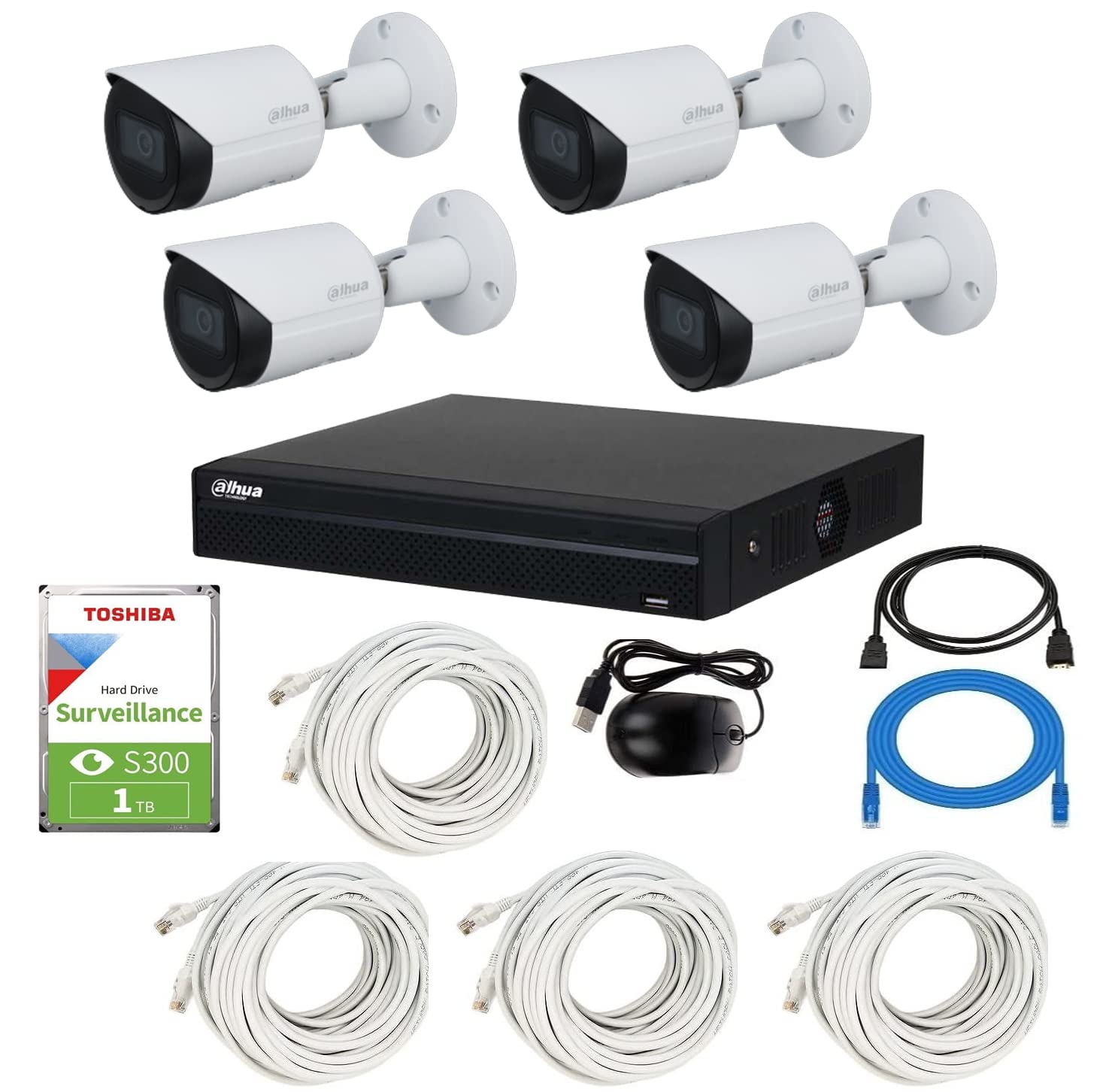 DAHUA Kit PoE IP de 4 canales, 5 MP