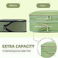 Vista 11 de BAGAIL 4 juegos/6 juegos/8 cubos de compresión para embalaje, accesorios de viaje, organizadores de embalaje expandibles (malla cuadrada, 06-beige)