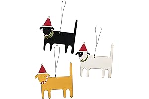Primitives by Kathy Rustic Wood Ornaments, Set of 3, White, Black, Yellow