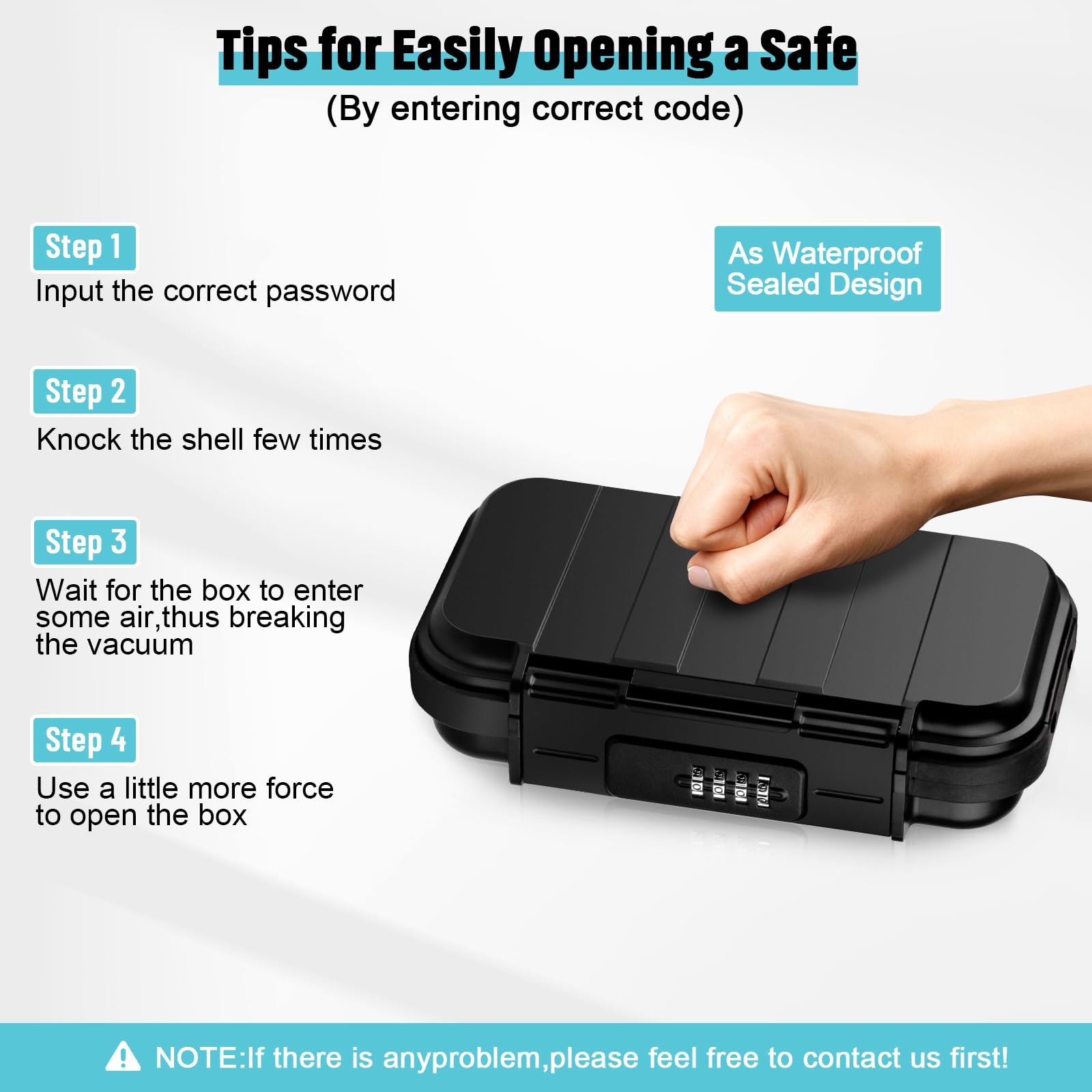 HUANLANG Tragbarer Safe Lock Box mit Zahlenschloss, Mini-Strand, Reisesafe, wasserdicht, klein, abschließbar, mit abnehmbarem Drahtseil, Kombinationssafe für Wohnheim, Reisen, Strand, Zuhause, Büro