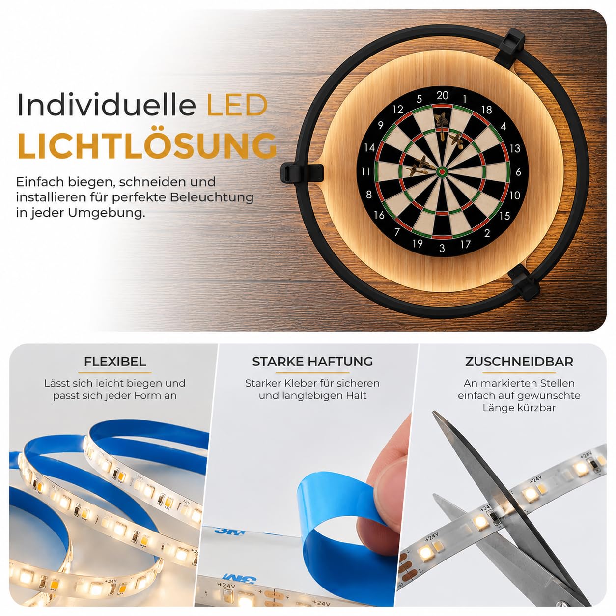 König Design Autodarts Komplettset mit 3x OV9732 100° Kameras & 6000K LED Ring – Automatisches Dart Zählsystem für Steel Darts