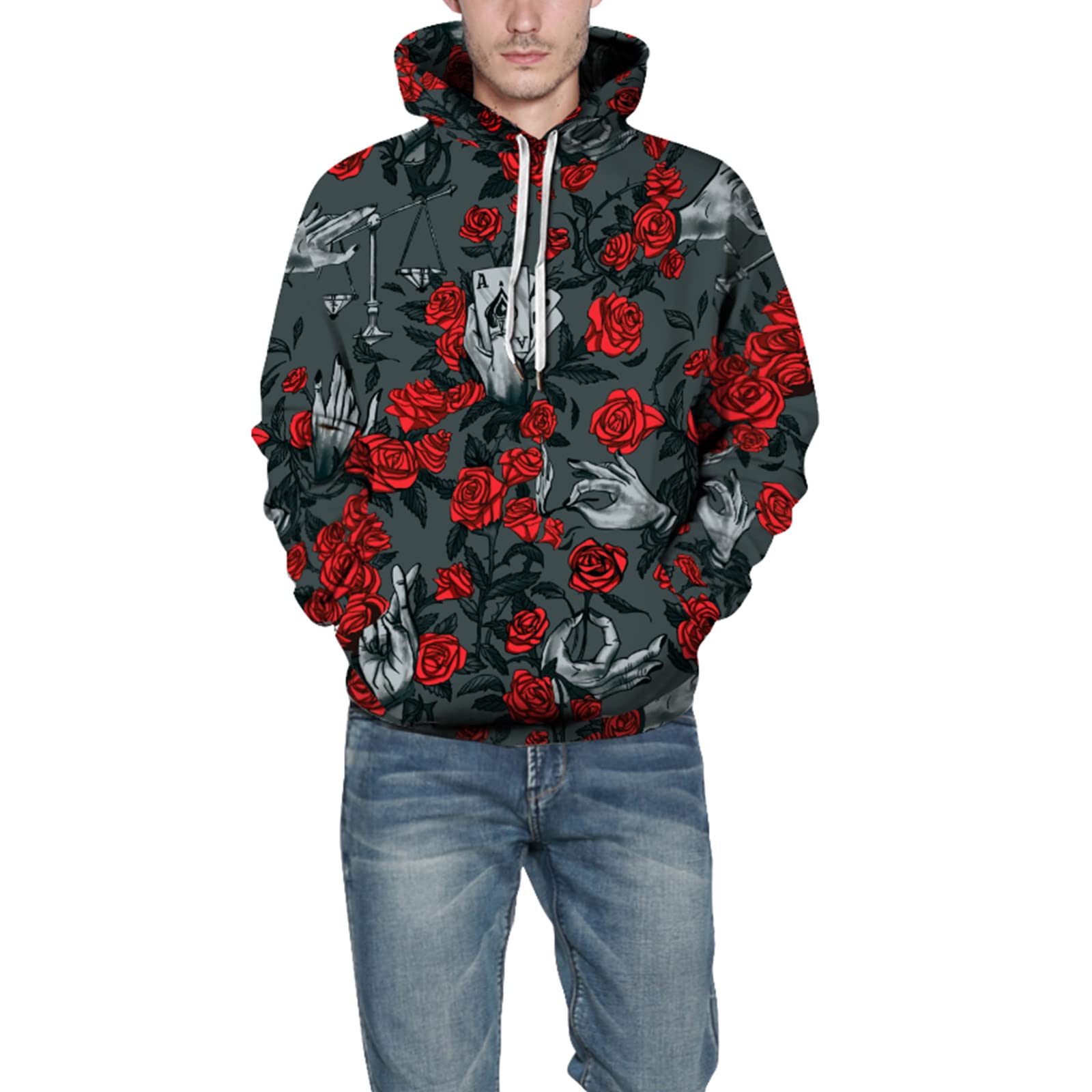 ZUEVIMen's Unisex Novelty 3D Printed Pullover Hoodies Sweatshirt with Pockets