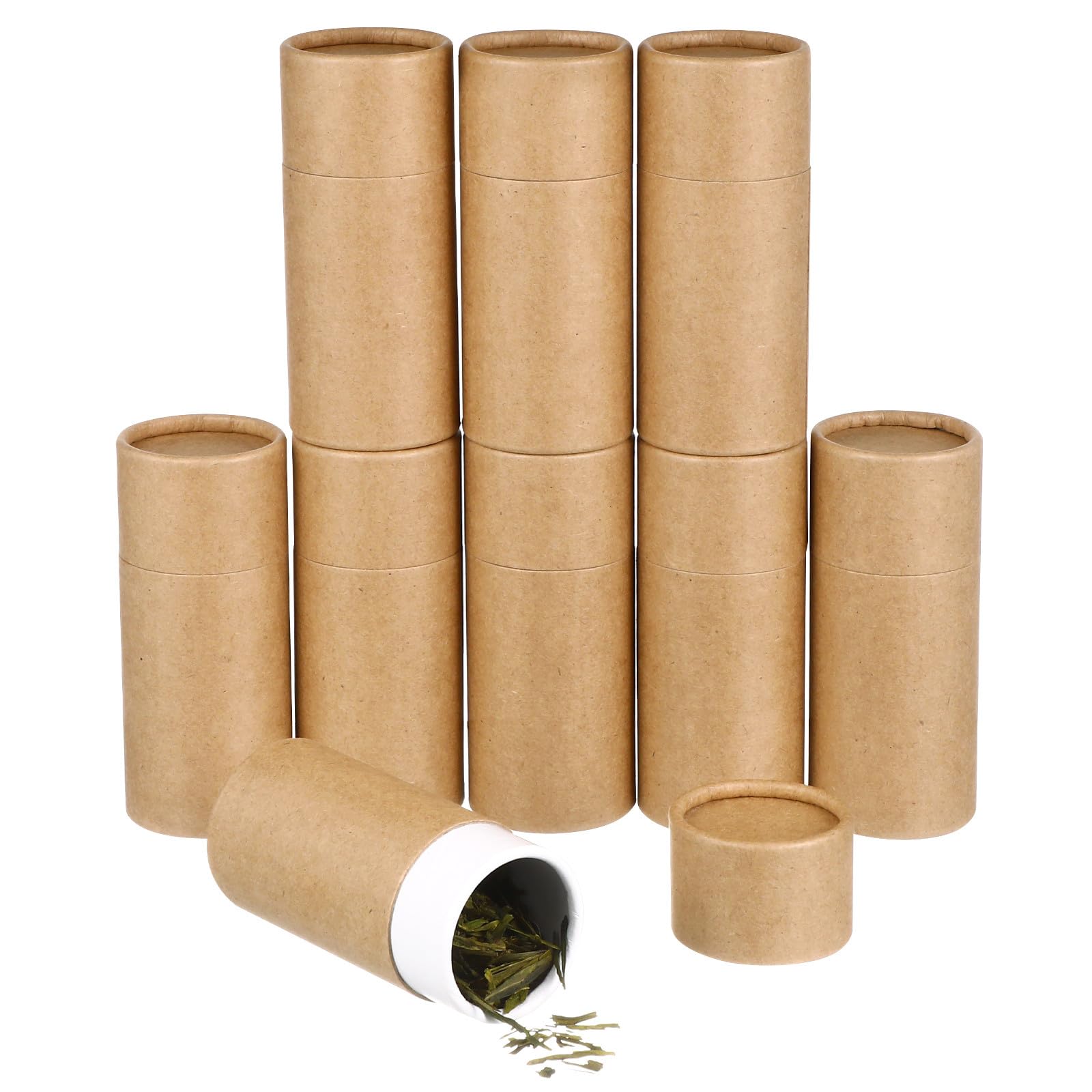 Gatuida Essential Oil Organizer Boxes: 10pcs Round Boxes with Lids Kraft Paper Cylinder Packaging for 50ml Essential Oil Bottles, Kraft Paper Containers for Home Use