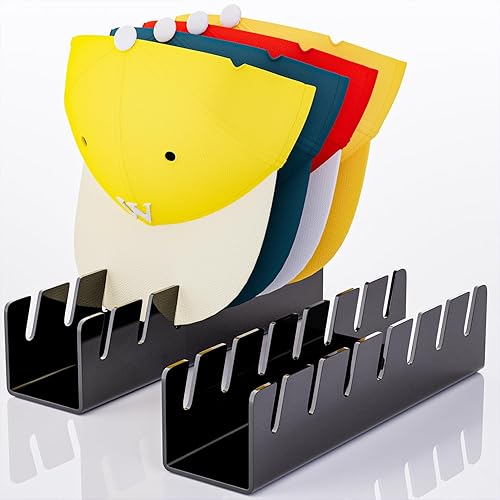Miniatura 9 de ACTBIO Soporte para gorras de béisbol, 2 unidades, organizador de sombreros de acrílico sin instalación para 14 gorras de béisbol, soporte para
