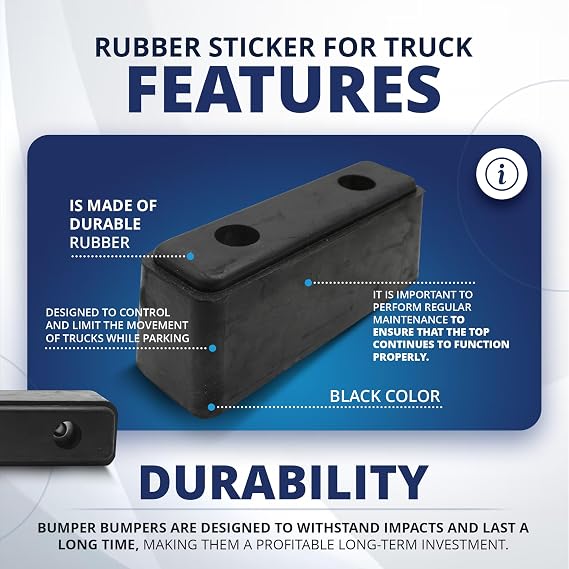 DOJA Barcelona | Rubber Buffers for Trucks | Pack of 2 | Parking Stopper Garage | 345x98x103mm | Rubber | Truck Accessory | for Trailers, Caravan Accessories, Garage Buffers, Parking Buffers, Stopper