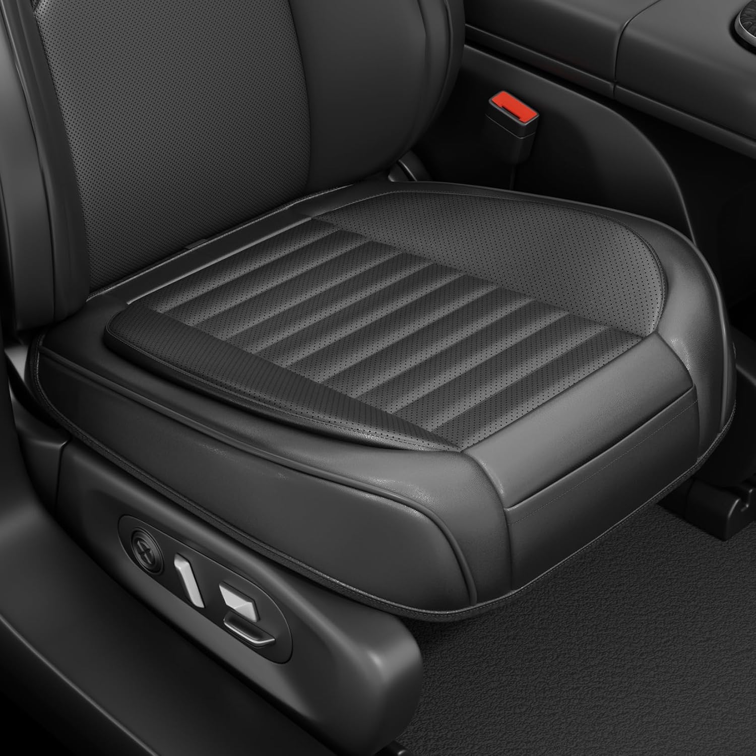 2 Pack Car Bottom Seat Cover, Luxury Leather Front Seat Covers, Breathable and Waterproof Automotive Bottom Seat Covers, Universal Anti-Slip Seat Covers Fit for Most Vehicles (Black, 2 PCS)