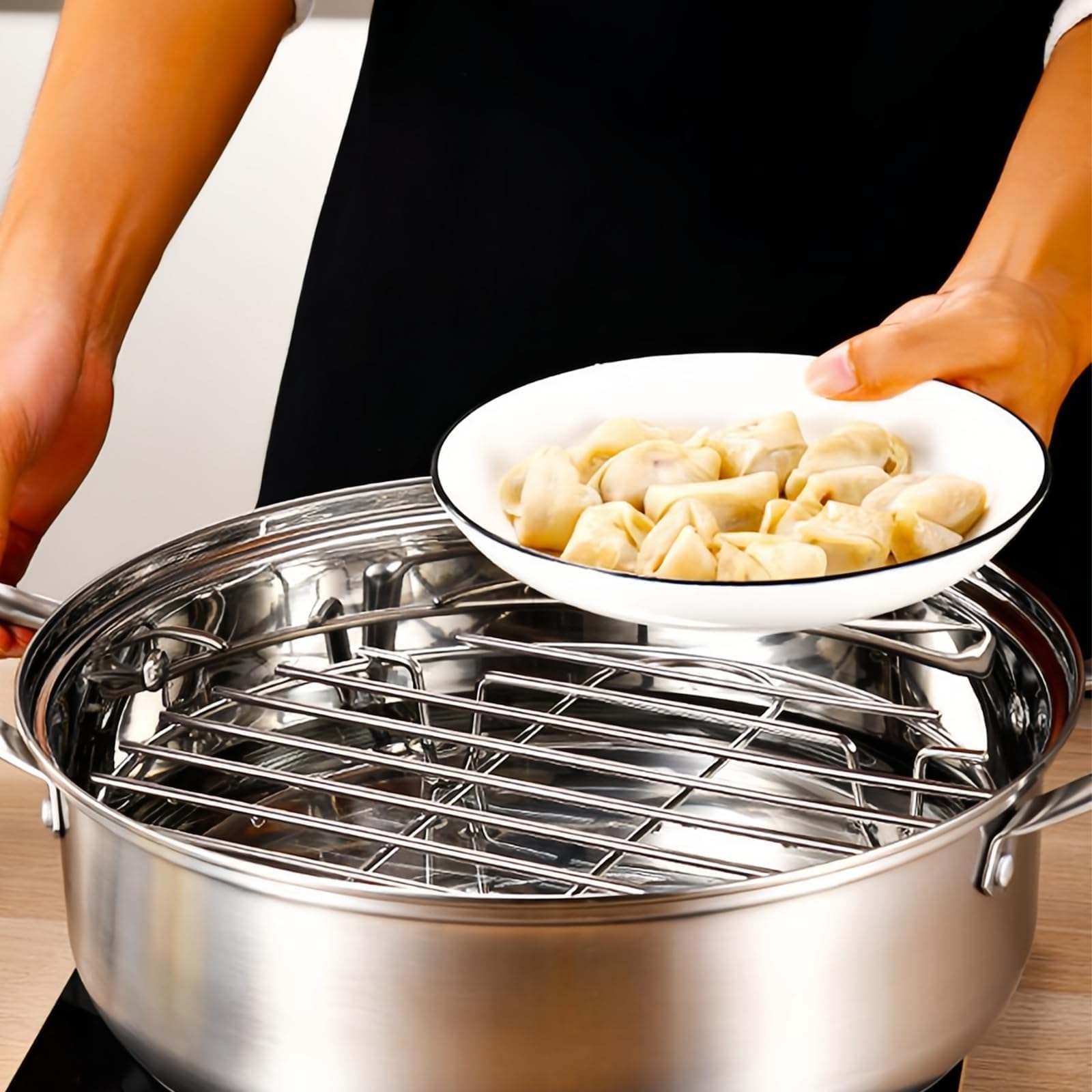 PARFCO Grille de Cuisson INOX Ø 27,5 cm 20 cm Rondes Support Cuisson Vapeur Rôtissage