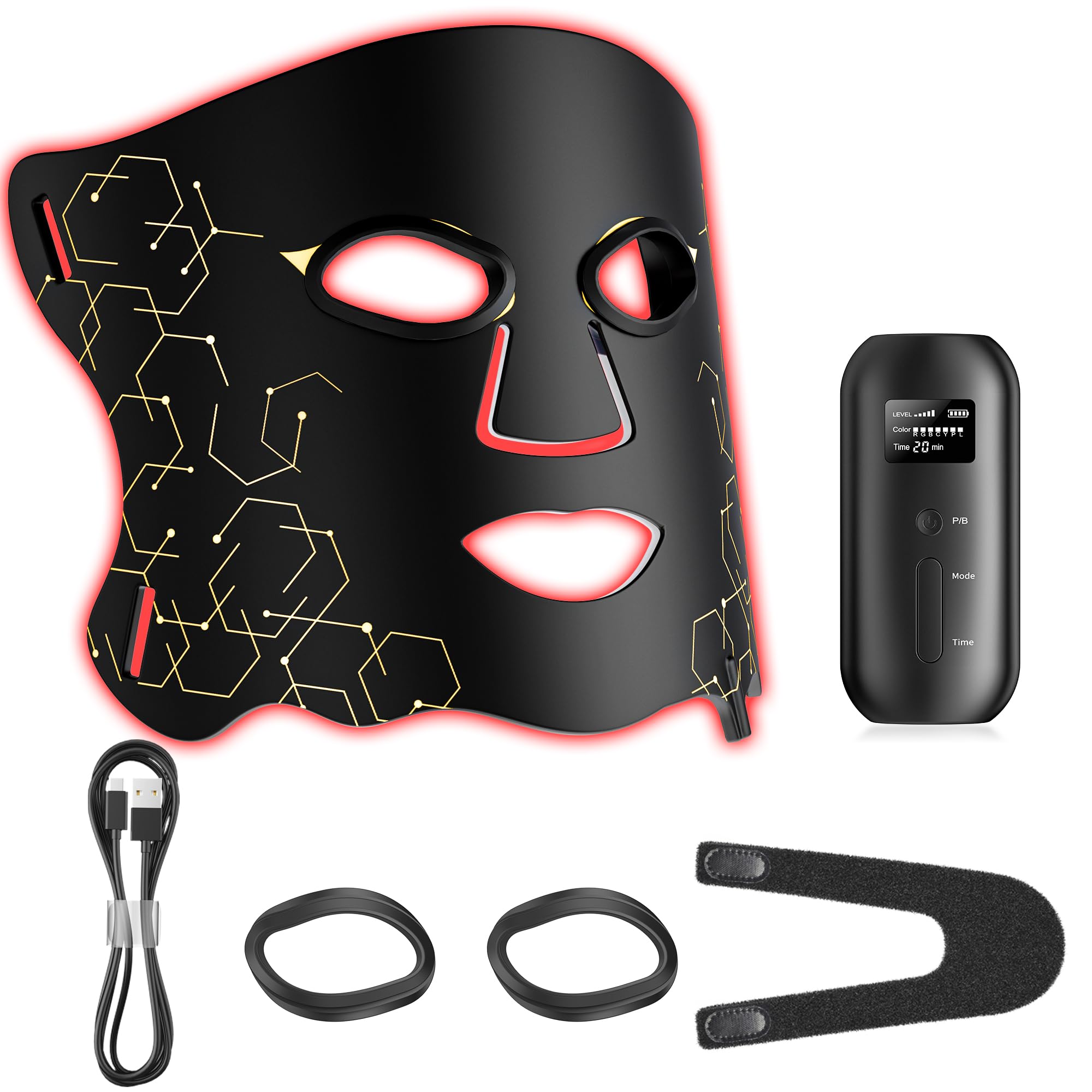 LED Light Therapy Mask E106A for Face 850NM Near-Infrared Portable Rechargeable Red Light Therapy Mask for Wrinkles Reduction