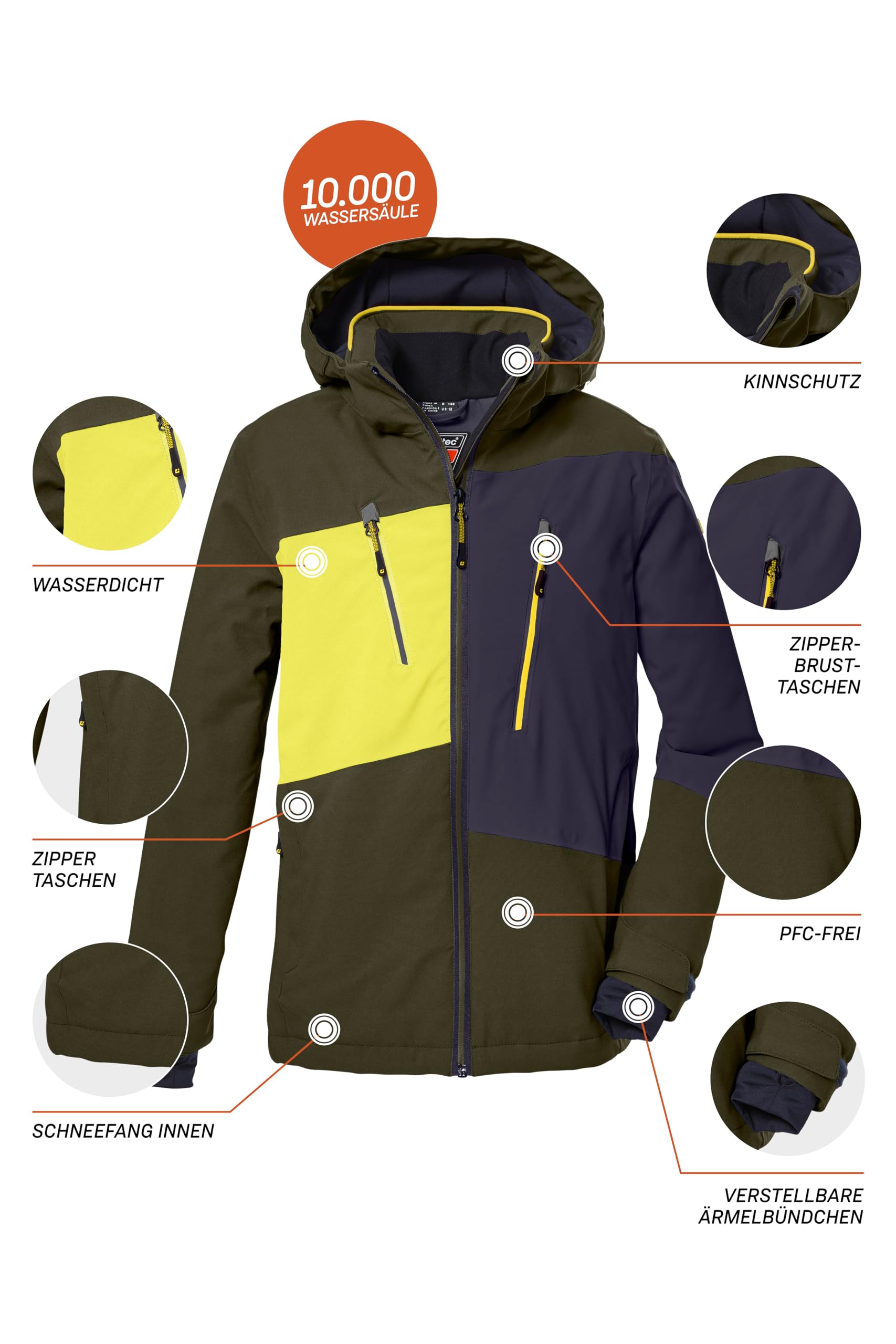 Killtec Jungen Ksw 174 Bys Ski Jckt Skijacke/Funktionsjacke mit abnehmbarer Kapuze und Schneefang, wasserdicht